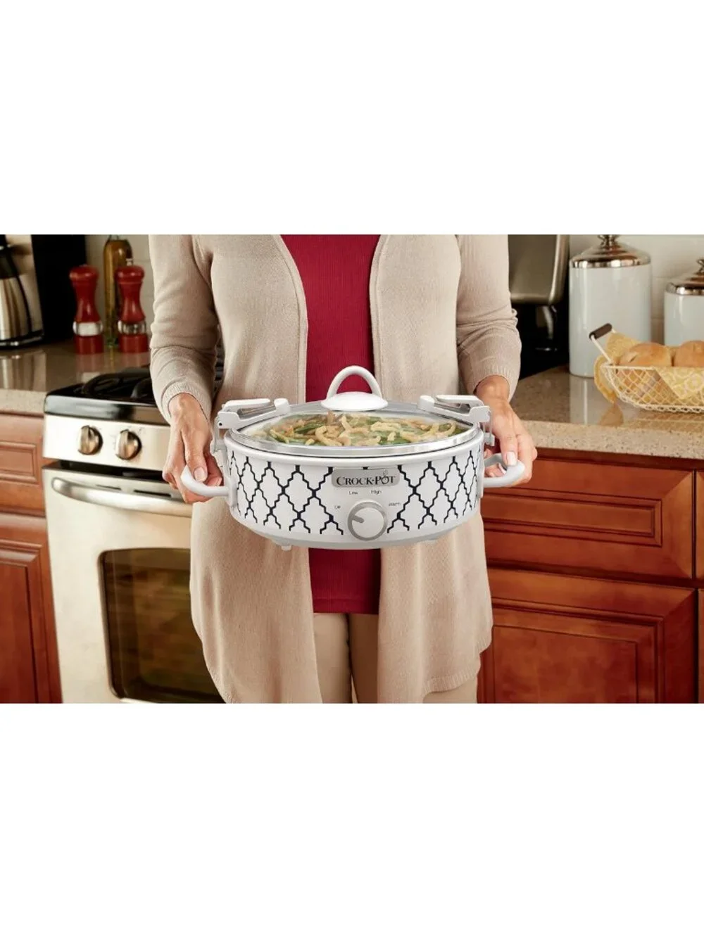 Compact 2.5 Quart Slow Cooker - White/Blue Casserole, Perfect for Quick Meals!